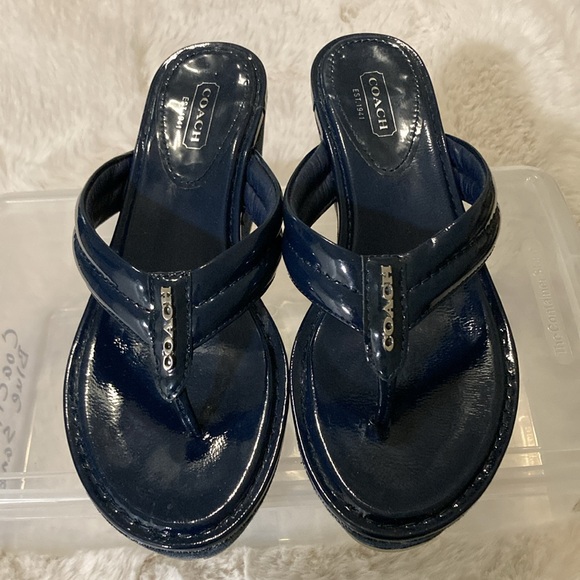 COACH Navy platform sandals size 7 - Picture 5 of 5